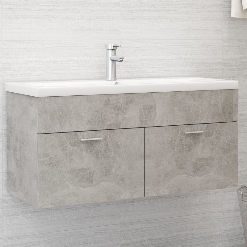 vidaXL Mueble con lavabo madera de ingeniería gris hormigón vidaXL Mueble con lavabo madera de ingeniería gris hormigón