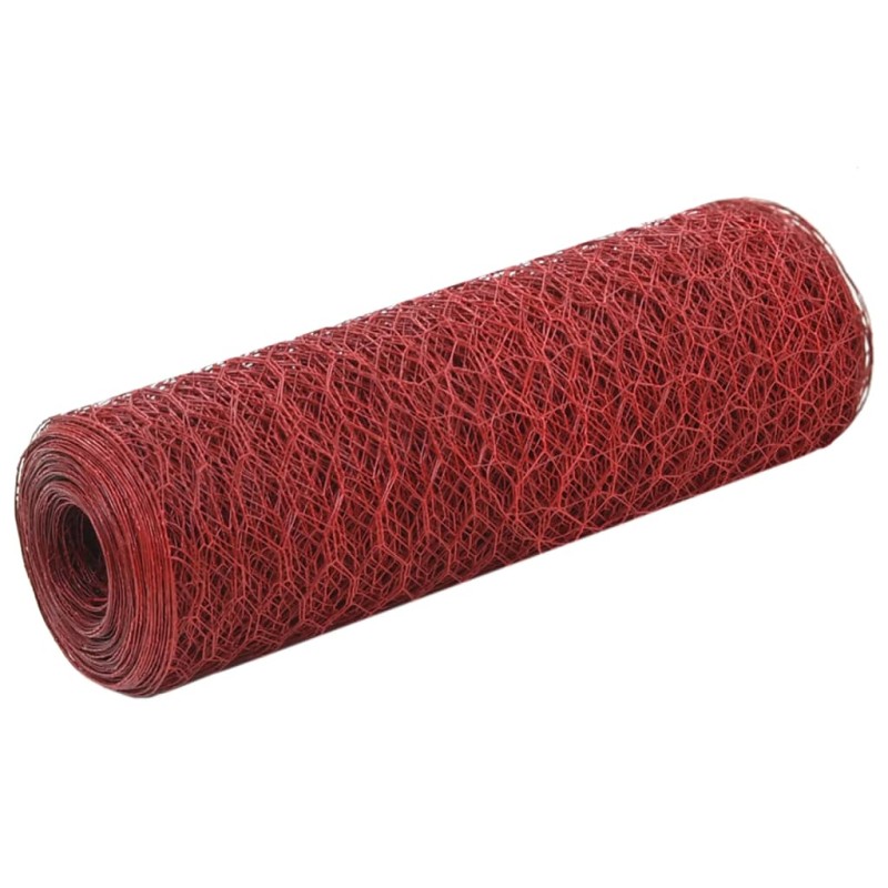 vidaXL Alambrada de gallinero acero revestimiento PVC rojo 25x0,5 m vidaXL Alambrada de gallinero acero revestimiento PVC rojo 25x0,5 m