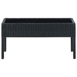 vidaXL Mesa de jardín ratán sintético negro 75x40x37 cm