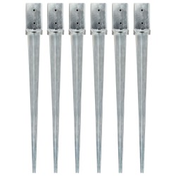 vidaXL Picas de tierra 6 uds acero galvanizado plateado 8x8x91 cm