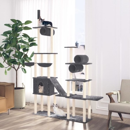 vidaXL Rascador para gatos con postes de sisal gris oscuro 279 cm