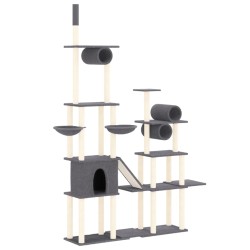 vidaXL Rascador para gatos con postes de sisal gris oscuro 279 cm