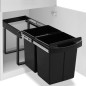 vidaXL Cubo de basura de cocina extraíble reciclaje cierre suave 48 L vidaXL Cubo de basura de cocina extraíble reciclaje cierre suave 48 L
