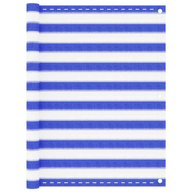 vidaXL Toldo para balcón HDPE azul y blanco 120x600 cm vidaXL Toldo para balcón HDPE azul y blanco 120x600 cm