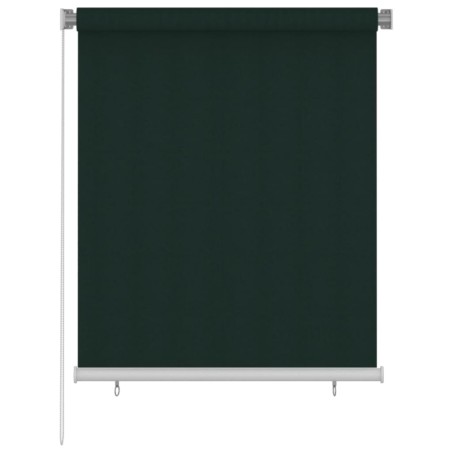 vidaXL Persiana enrollable de jardín HDPE verde oscuro 120x140 cm