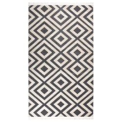 vidaXL Alfombra de exterior tejido plano negro y beige claro 115x170cm