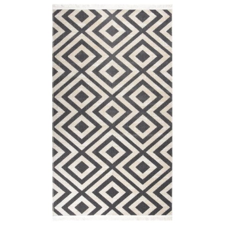 vidaXL Alfombra de exterior tejido plano negro y beige claro 115x170cm