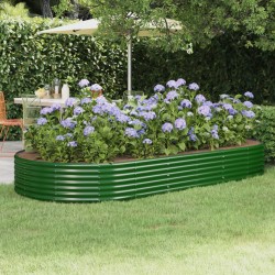 vidaXL Jardinera arriate acero recubrimiento polvo verde 296x140x36 cm