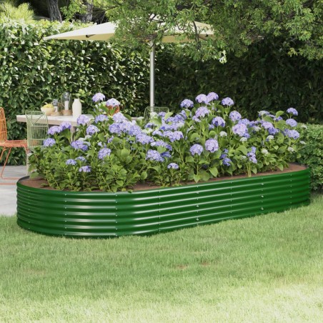 vidaXL Jardinera arriate acero recubrimiento polvo verde 296x140x36 cm