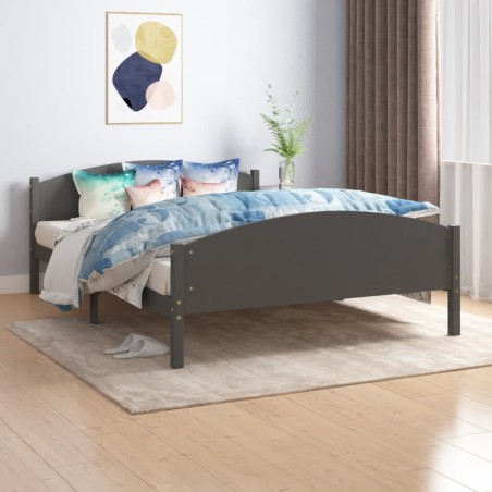 vidaXL Estructura de cama madera maciza de pino gris oscuro 160x200 cm