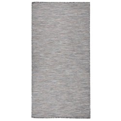 vidaXL Alfombra de exterior de tejido plano marrón y azul 100x200 cm