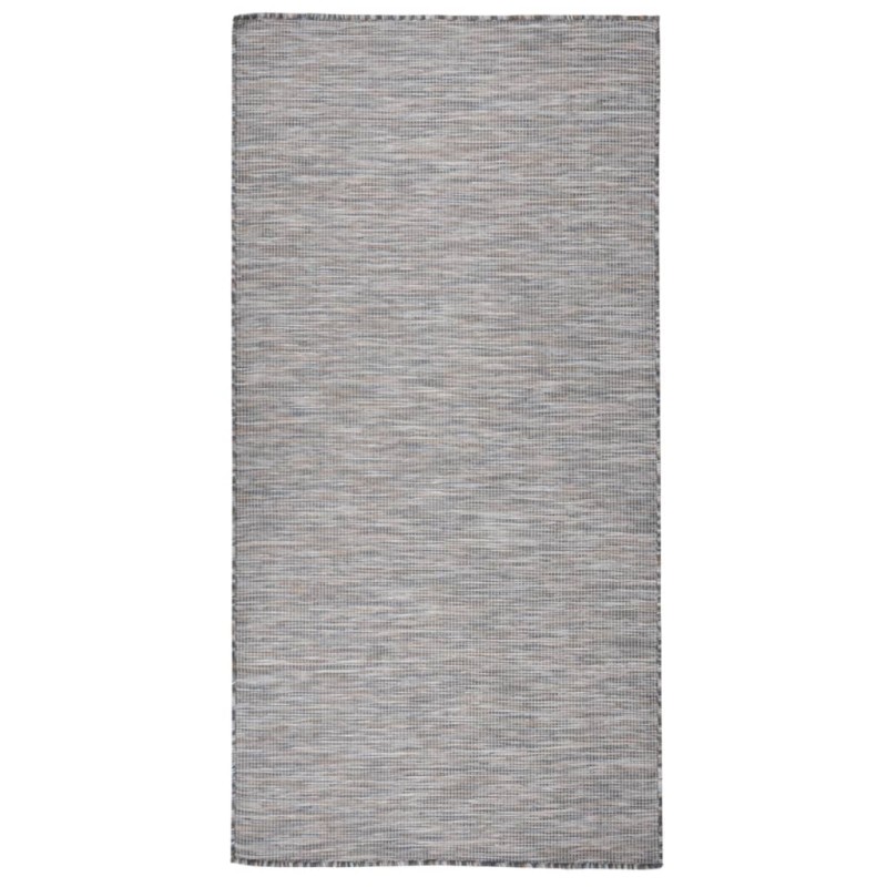 vidaXL Alfombra de exterior de tejido plano marrón y azul 100x200 cm vidaXL Alfombra de exterior de tejido plano marrón y azul 100x200 cm