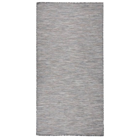 vidaXL Alfombra de exterior de tejido plano marrón y azul 100x200 cm