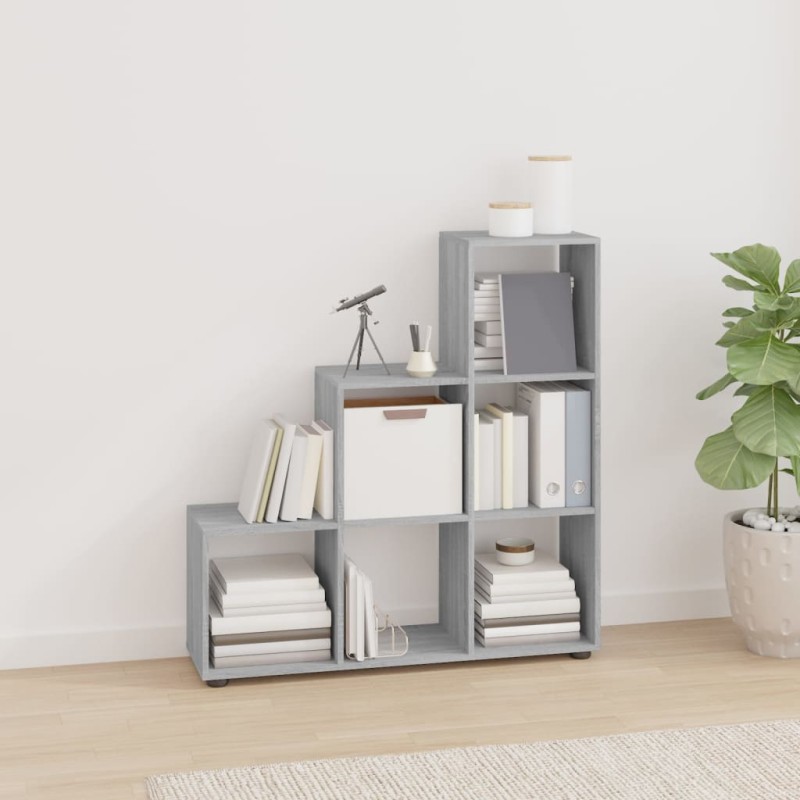 vidaXL Estantería forma de escalera madera contrachapada gris Sonoma vidaXL Estantería forma de escalera madera contrachapada gris Sonoma