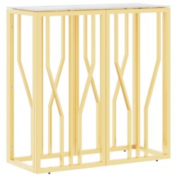 vidaXL Mesa consola de acero inoxidable y vidrio dorada 70x30x70 cm