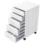 FMD Cajonera móvil con 5 cajones blanco FMD Cajonera móvil con 5 cajones blanco