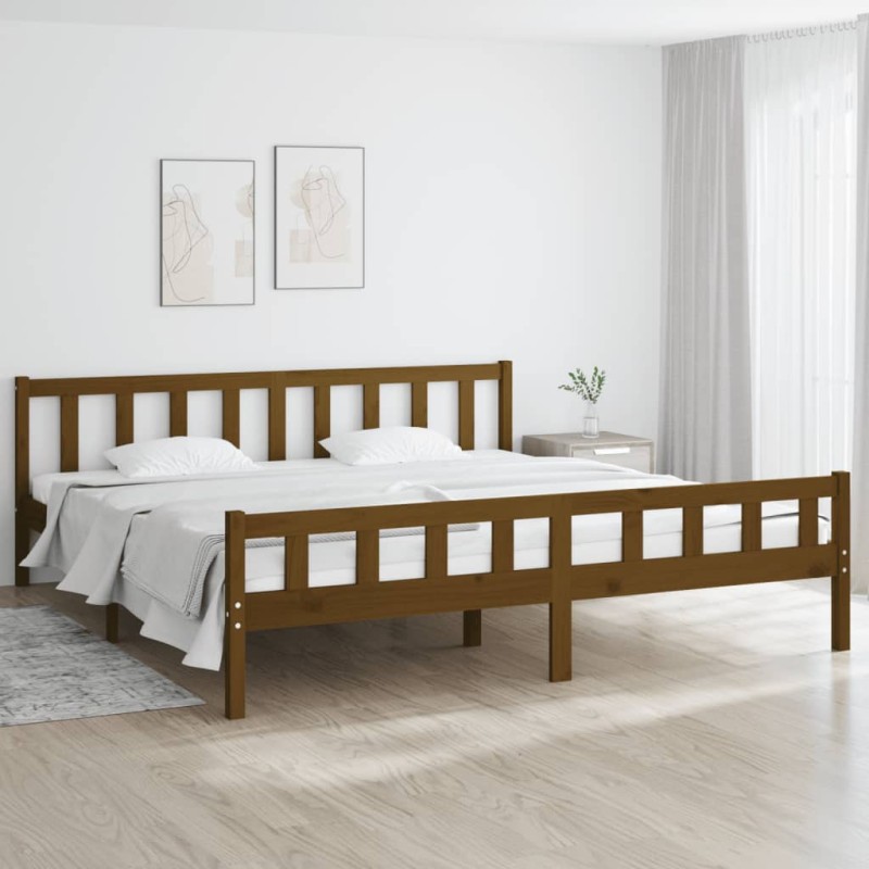 vidaXL Estructura de cama madera maciza marrón miel 200x200 cm vidaXL Estructura de cama madera maciza marrón miel 200x200 cm