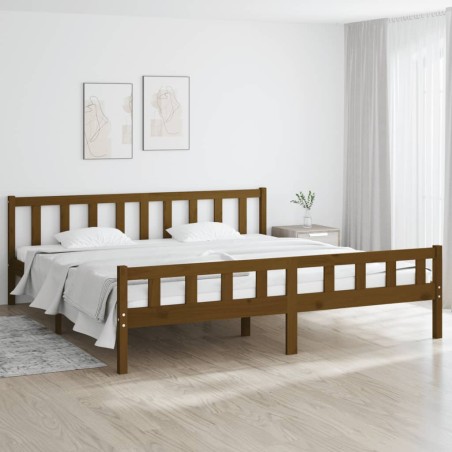 vidaXL Estructura de cama madera maciza marrón miel 200x200 cm