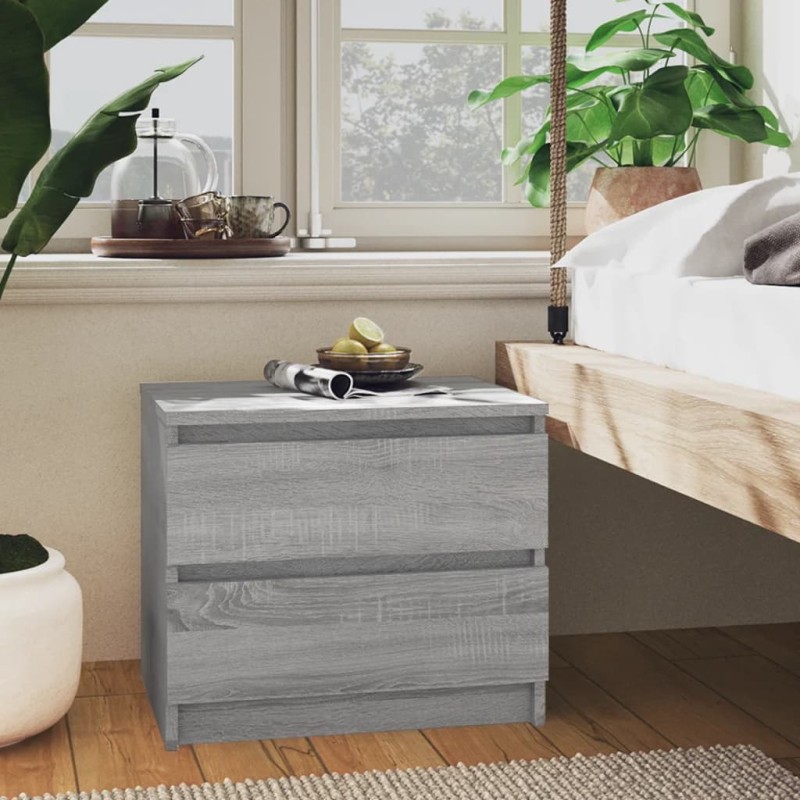 vidaXL Mesita de noche madera contrachapada gris Sonoma 50x39x43,5 cm vidaXL Mesita de noche madera contrachapada gris Sonoma 50x39x43,5 cm