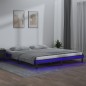 vidaXL Estructura de cama con LED madera maciza gris 140x190 cm vidaXL Estructura de cama con LED madera maciza gris 140x190 cm