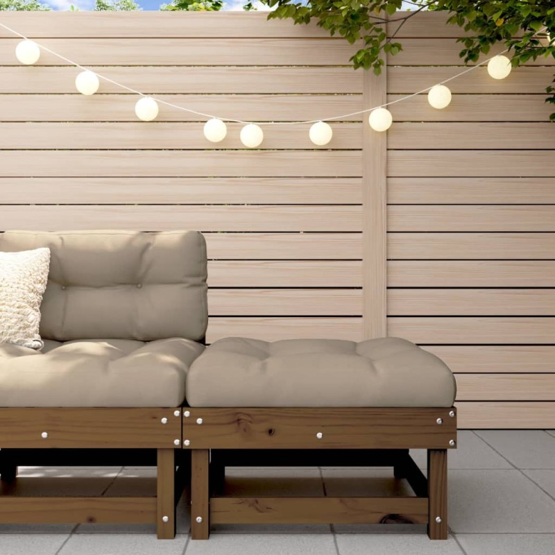 vidaXL Taburete de jardín con cojín madera maciza de pino marrón miel vidaXL Taburete de jardín con cojín madera maciza de pino marrón miel