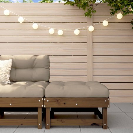 vidaXL Taburete de jardín con cojín madera maciza de pino marrón miel