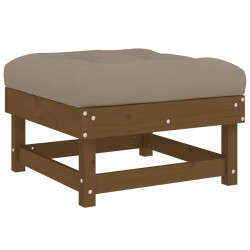 vidaXL Taburete de jardín con cojín madera maciza de pino marrón miel