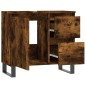 vidaXL Armario de baño madera contrachapada roble ahumado 65x33x60 cm vidaXL Armario de baño madera contrachapada roble ahumado 65x33x60 cm