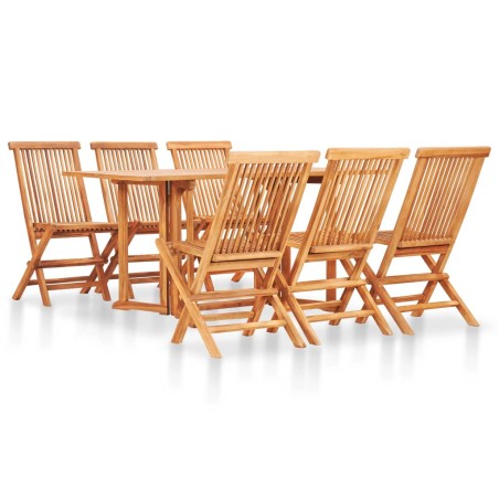 vidaXL Set de comedor de jardín plegable 7 piezas madera maciza teca