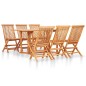 vidaXL Set de comedor de jardín plegable 7 piezas madera maciza teca vidaXL Set de comedor de jardín plegable 7 piezas madera maciza teca
