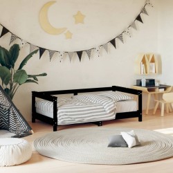 vidaXL Estructura de cama para niños madera de pino negro 70x140 cm