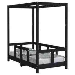 vidaXL Estructura de cama para niños madera de pino negro 70x140 cm