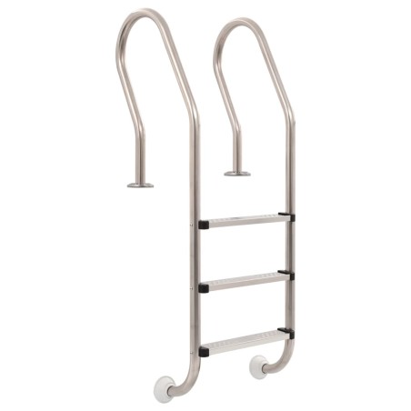 vidaXL Escalera para piscina 3 peldaños acero inoxidable 304 120 cm