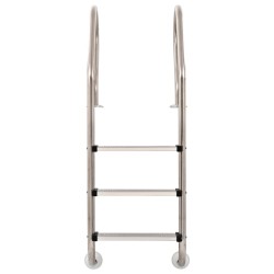 vidaXL Escalera para piscina 3 peldaños acero inoxidable 304 120 cm