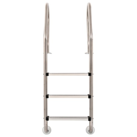 vidaXL Escalera para piscina 3 peldaños acero inoxidable 304 120 cm
