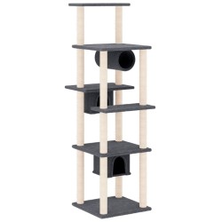 vidaXL Rascador para gatos con postes de sisal gris oscuro 169 cm