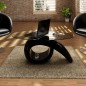 vidaXL Mesa de centro superficie ovalada de vidrio negro brillante vidaXL Mesa de centro superficie ovalada de vidrio negro brillante