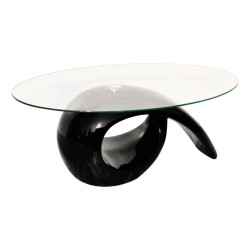 vidaXL Mesa de centro superficie ovalada de vidrio negro brillante 