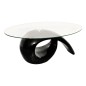 vidaXL Mesa de centro superficie ovalada de vidrio negro brillante vidaXL Mesa de centro superficie ovalada de vidrio negro brillante