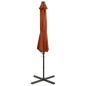 vidaXL Sombrilla voladiza con poste y luces LED terracota 300 cm vidaXL Sombrilla voladiza con poste y luces LED terracota 300 cm