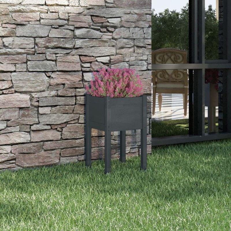 vidaXL Jardinera de madera maciza de pino gris 40x40x70 cm vidaXL Jardinera de madera maciza de pino gris 40x40x70 cm