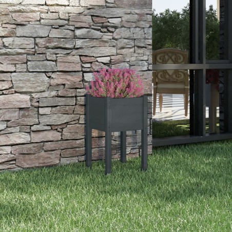 vidaXL Jardinera de madera maciza de pino gris 40x40x70 cm