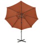 vidaXL Sombrilla voladiza con poste y luces LED terracota 300 cm vidaXL Sombrilla voladiza con poste y luces LED terracota 300 cm