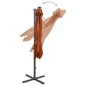 vidaXL Sombrilla voladiza con poste y luces LED terracota 300 cm vidaXL Sombrilla voladiza con poste y luces LED terracota 300 cm