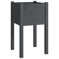 vidaXL Jardinera de madera maciza de pino gris 40x40x70 cm