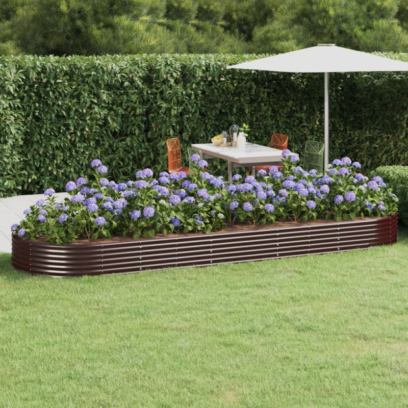 vidaXL Jardinera arriate acero recubrimiento polvo marrón 450x140x36cm vidaXL Jardinera arriate acero recubrimiento polvo marrón 450x140x36cm