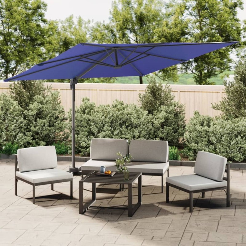 vidaXL Sombrilla voladiza con LEDs azul azure 400x300 cm