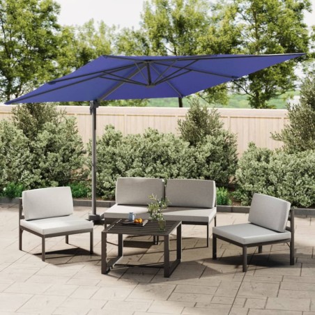 vidaXL Sombrilla voladiza con LEDs azul azure 400x300 cm