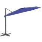 vidaXL Sombrilla voladiza con LEDs azul azure 400x300 cm
