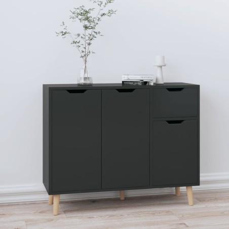 vidaXL Aparador madera de ingeniería negro brillante 90x30x72 cm